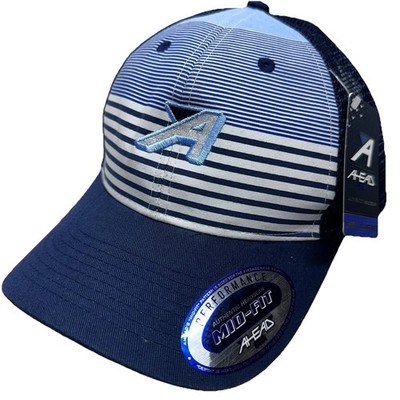 Ahead Hat Blue Stripe Golf Sports Mid fit Trucker Mesh SnapBack