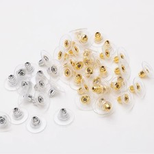 100 Earring Backs Bullet Clutch Pad Secure Stoppers Gold Silver Replacements