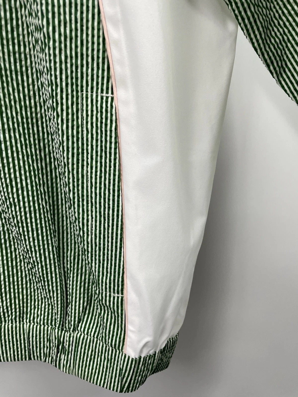 Malbon Valero Pullover Seersucker Quarter Zip Garden Green Large NWT image 9