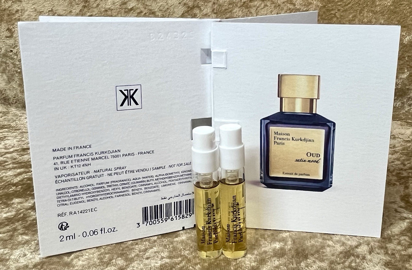 Oud Satin Mood M.F. Kurkdjan 2X Samples Extrait De Parfum 0.06 Fl. Oz/ 2Ml Spray