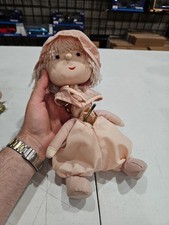 RUSS BERRIE WINDUP Plush Musical Pink Girl DOLL BABY NURSERY TOY - BROKEN- AS IS