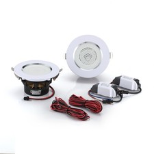 GT Gear GTG-C31LED 2x60w Waterproof Ceiling Speakers with LED Downlighters Pair