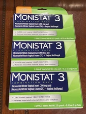 3 pk Monistat 3 Combination Pack 3 Day Treatment  3 Applicators 1 Cream Exp 2027