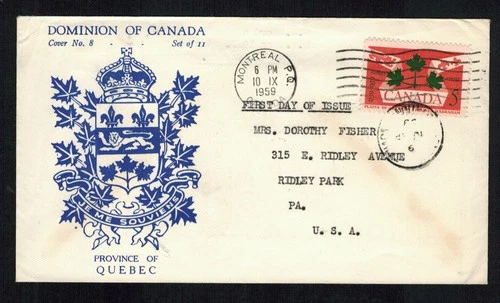 Canada #388, 1959 5¢ Plains of Abraham, Gordon Coat of Arms cachet FDC