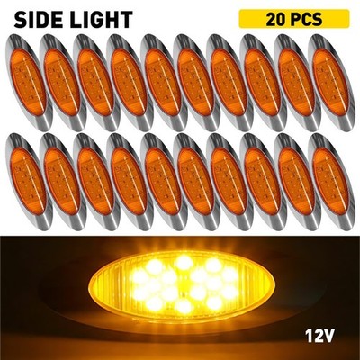 20X 6.5 Inch Amber Oval 16 LED For Freightliner Trailer Cab Side Marker Light EA