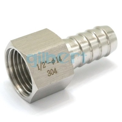 1/2'' BSP Female to 14mm Hose Barb 304 Stainless   Splicer Pipe Fitting *qq