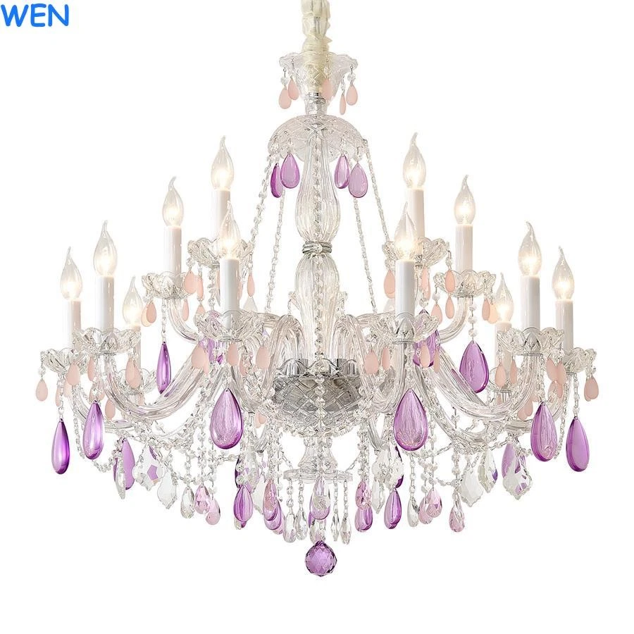 Crystal chandelier,luxury living room lamp,purple crystal candle lamp chandelier - Image 4 of 4