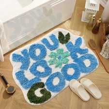 You Look Good Bath Rug Blue Cool Rugs For Bedroom Non Slip Plush 21x25