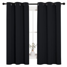 Thermal Blackout Curtains, 42x63 Inches, 2 Panels, Solid Black