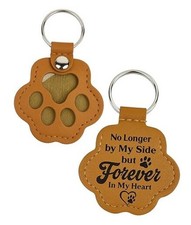 Pet Memorial Gifts for Cat Dog Cute Leather Paw Keychain Pet Hair Light Brown