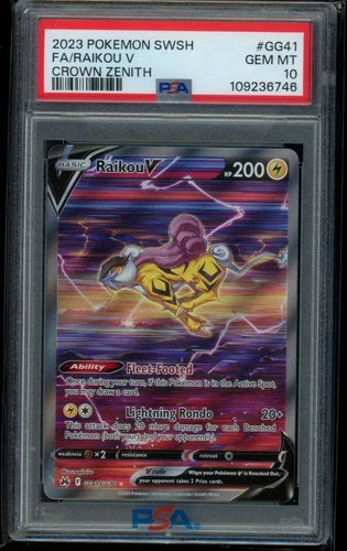 Raikou V GG41/GG70 SWSH: Crown Zenith: Galarian Gallery Holo PSA 10