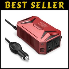300W Pure Sine Wave Inverter - 2 AC Outlets, 2 USB Ports
