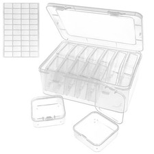 Guyuyii 15 Pcs Bead Storage Containers with Labels | BPA-Free 15 Pcs, White