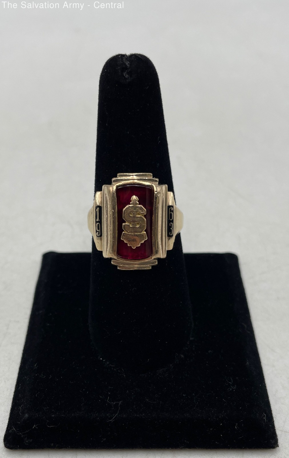 Terryberry 10K Yellow Gold Fine Jewelry Round Ring w/Lab Ruby Size 8.5 ...