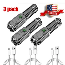 Rechargeable 990000LM LED Flashlight Tactical Police Super Bright Torch-Zoomable