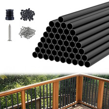Black Aluminum Deck Balusters 32In X 3/4In, 50 Pack Spindles with Connectors  S