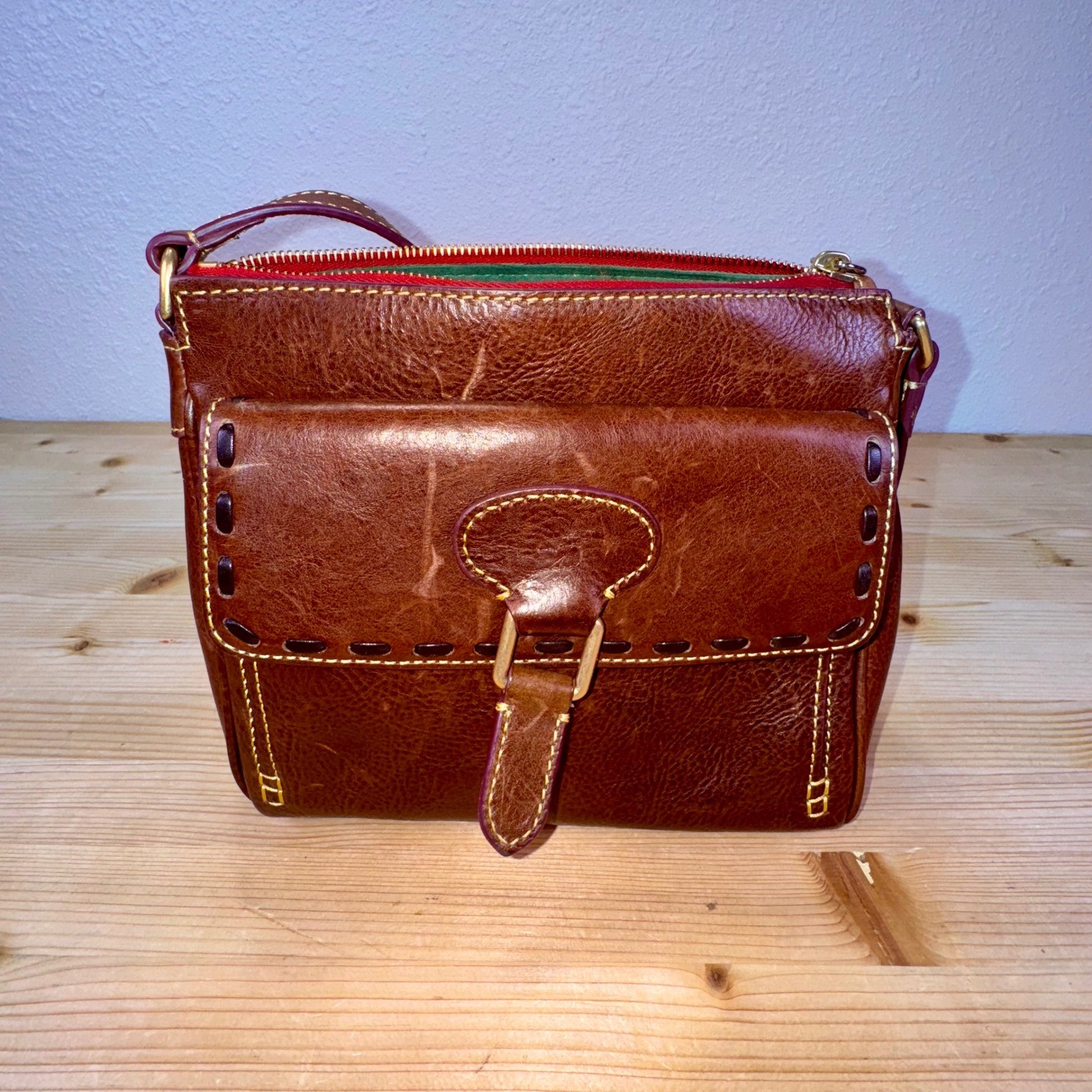 Dooney & Bourke Florentine Leather Crossbody Bag & Wallet Saddle Brown