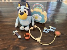 Bluey Talking Plush With Doctor Pretend Set  Cloud Storage Case