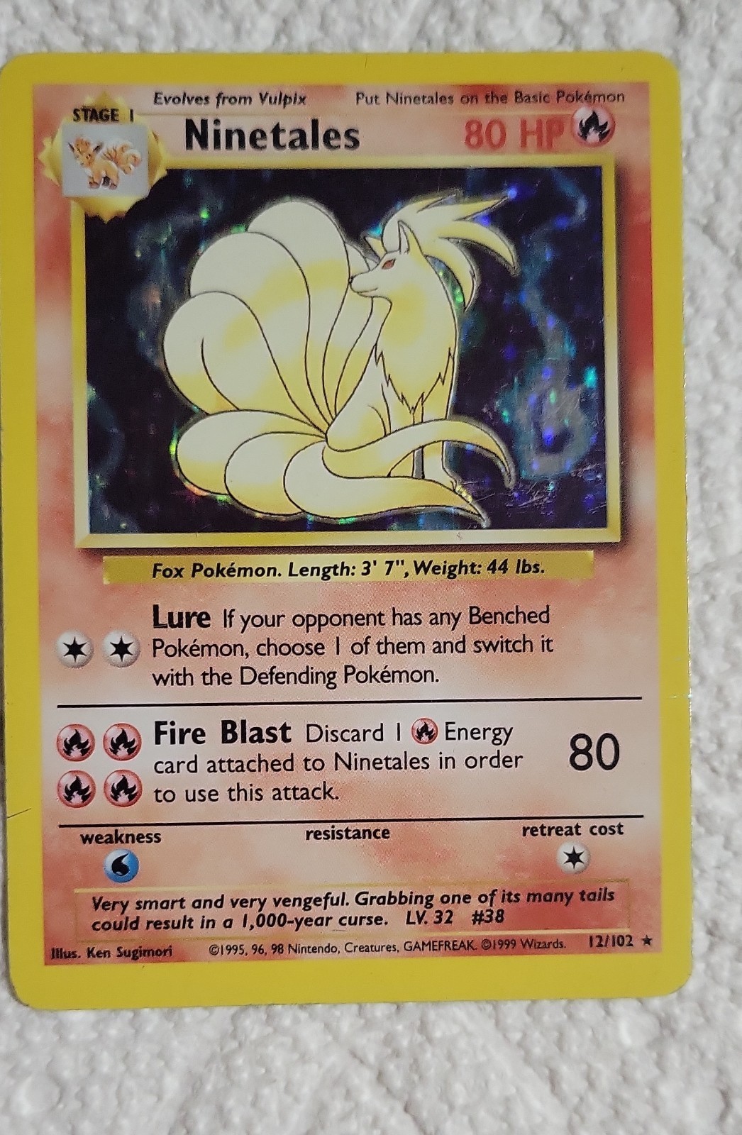 Pokémon TCG Ninetales Base Set 12/102 Holo 1999-2000 Wizards Base Set Copyright