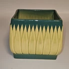 Roseville Lotus Green 1952 Vintage Mid Century Modern Pottery Vase L9-4"