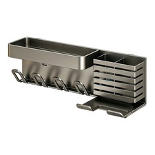 Carbon Steel Wall Mounted Toothbrush Holder No Drill Bathroom Storage Rack