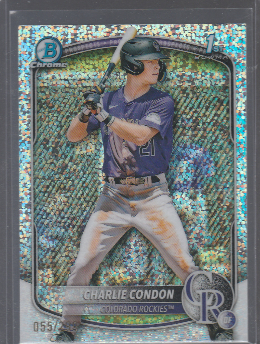 2025 Bowman Chrome Prospects Speckle Refractors #BCP75 Charlie Condon 055/299