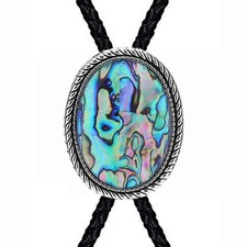 Handmade Natural Abalone Shell Bolo Tie Mens Wedding Necklace Western Cowboy
