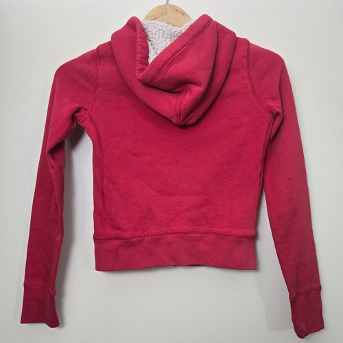 Abercrombie Kids Red Sherpa Fleece Lined Hoodie Full Zip Size Small - Picture 6 of 9