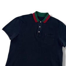 Gucci Navy Web Collar Polo Shirt