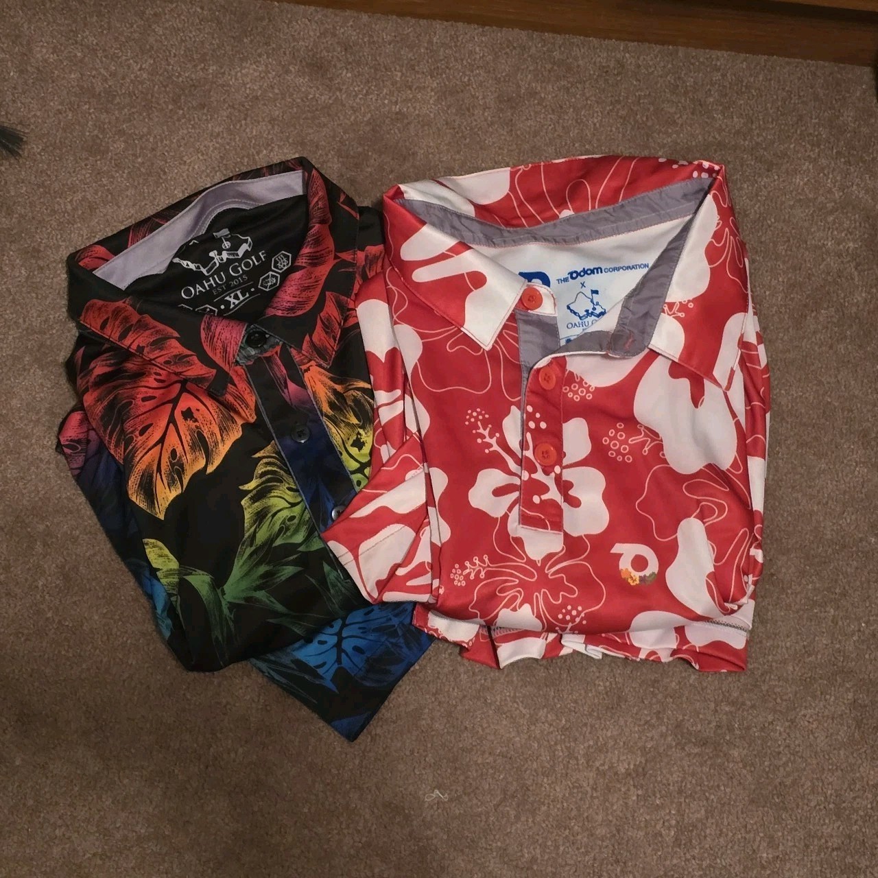 Apparel Oga Men's Polos Aloha Hawaiian Floral Xl