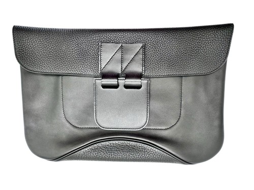 Hermès Clutch Villevolt Tasche Taurillon Clemence Leder Schwarz Handtasche