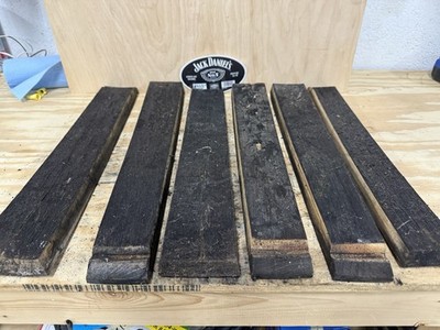 Jack Daniels Whiskey Barrel Charred Wood Staves, 2 inch wide Set of 6