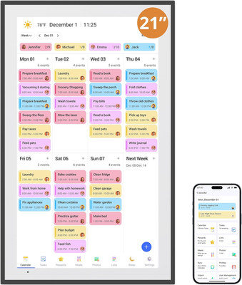 21.5'' Touch Screen Digital Calendar & Chore Chart for Home Organization