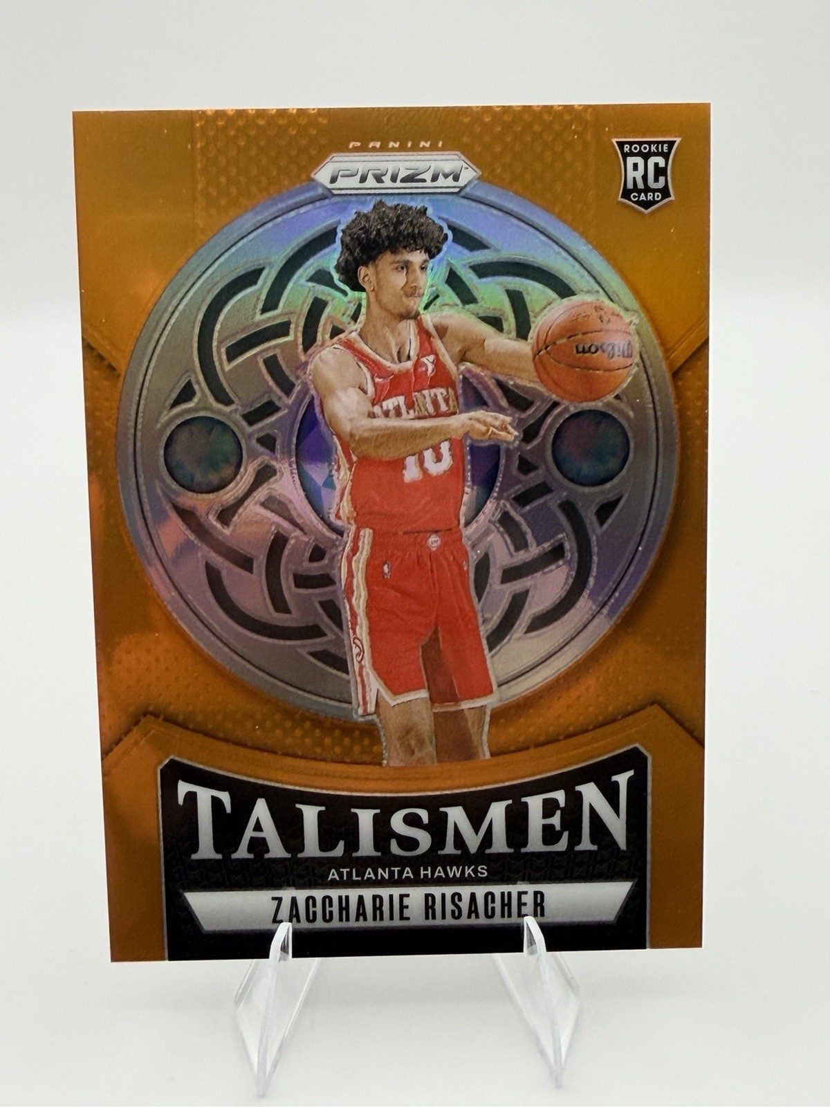 ZACCHARIE RISACHER 2024-25 Prizm Talismen Orange Prizm /49 Rookie RC #8 Hawks