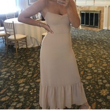 NEW Reformation Emersyn Midi Ruffle Dress Champagne Sz 8