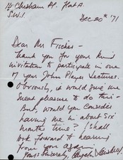 ANGELA LANSBURY - AUTOGRAPH LETTER SIGNED 12/20/1971