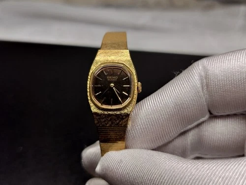 Vintage Seiko Quartz 2320-6579 Women's Watch St Steel Brown Dial New Battery