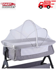 Portable Bassinet Cover with Mosquito Net  2-Way Zipper, Bassinet Bedside Sleep