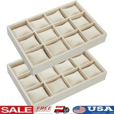 Stackable Watch Organizer Velvet Jewelry Tray Holder Bracelet Earring Necklace