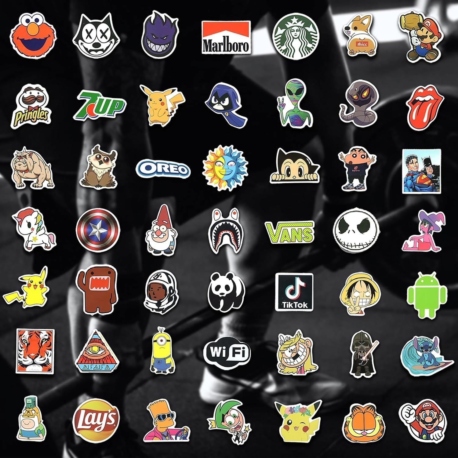 300pcs Cool Stickers for Adults, Brand Stickers for Water Bottles, Waterproof Vi