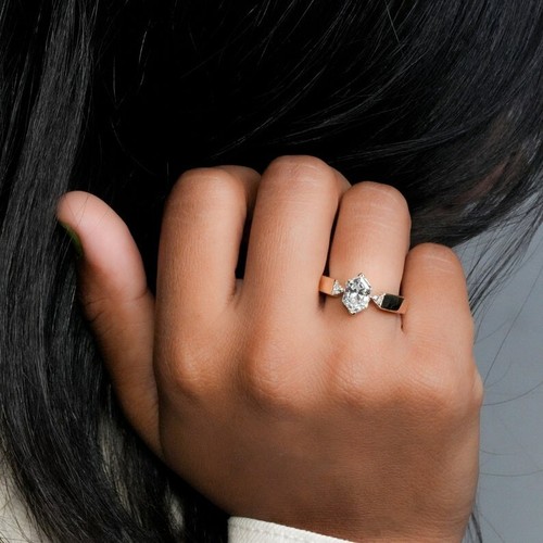 Dutch Marquise Cut Lab Grown Diamond Ring Three Stone Antique Wedding Ring G/VS1 - Picture 9 of 15