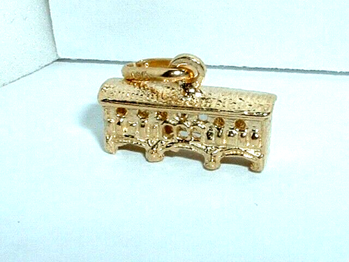 14k YELLOW GOLD 3D GONDOLA RIALTO BRIDGE VENICE ITALY PENDANT CHARM