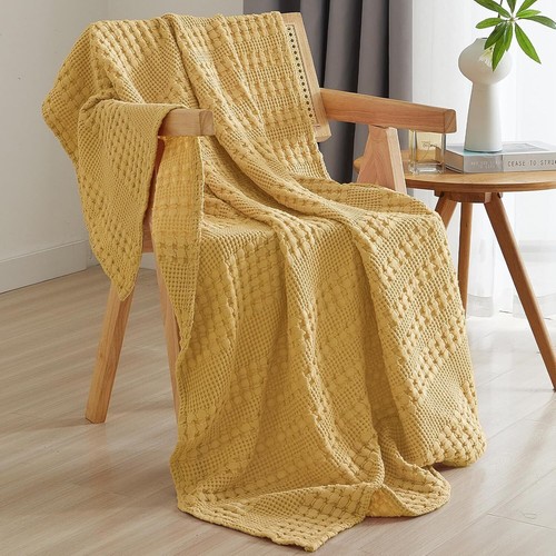 PHF 100% Cotton Waffle Weave Blanket King Size for Bed, Lightweight Washed... - Picture 50 of 238