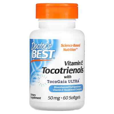 Doctor's Best Tocotrienole 50 mg Vitamin E mit TocoGaia Ultra 60 Weichkapseln
