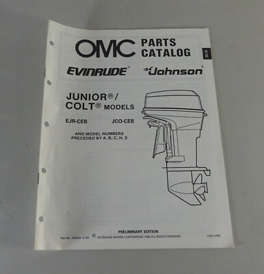 Teilekatalog OMC Evinrude / Johnson Outboards Junior / Colt Models Stand 09/1988