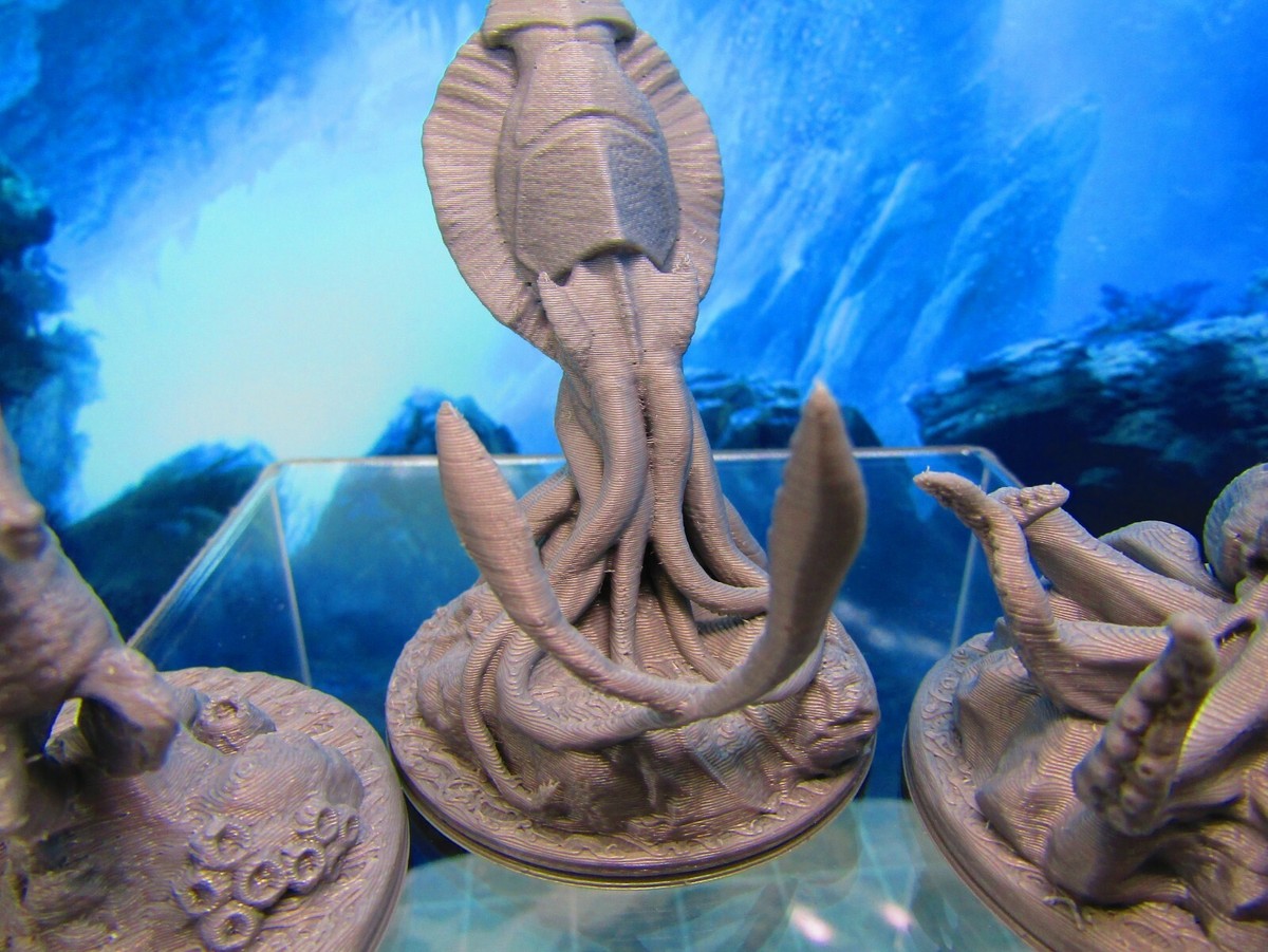 3pc Sea Creature Monster Set Mini Miniature 3D Printed Figure