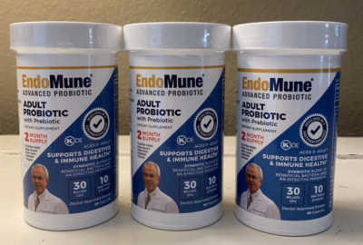 EndoMune Adult Advanced Probiotic ~ 30 Billion ~ 180 Capsules ~ Lot of 3 Bottles