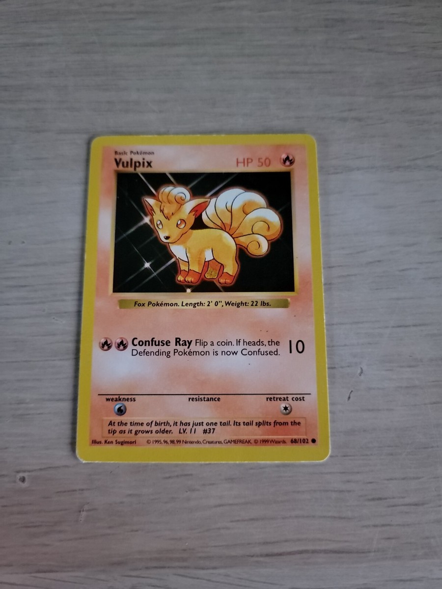 Pokémon Base Set Unlimited Regular Finish Vulpix Shadowless 68/102