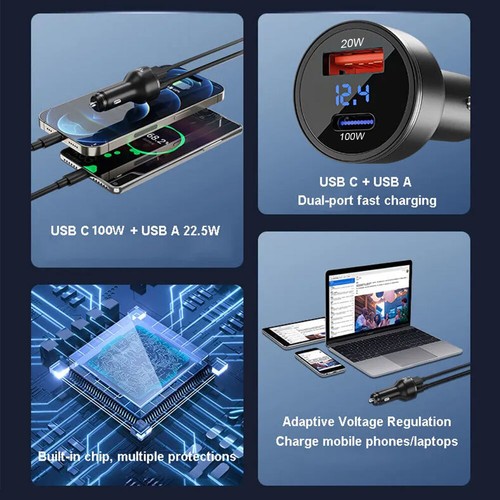 USB C Steckdose PD & QC 3.0 USB Einbau Buchse KFZ-Ladegerät Dose Wasserdicht DHL - Zdjęcie 4 z 15