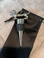 New Dachshund Wine Stopper Holder Bottle Cork Metal Silver